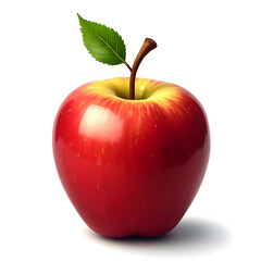 red apple with leaf and stem sticking out 