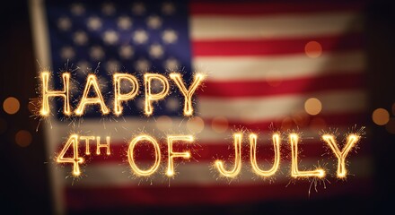 Celebrating Independence Day Happy 4th of July Fireworks and American Flag