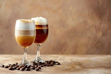 High Quality Picture of Glasses with Tasty Coffee Arrangement