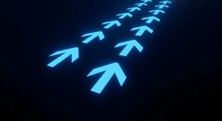Glowing blue arrows on dark background