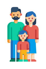 Cartoon family of four smiling together