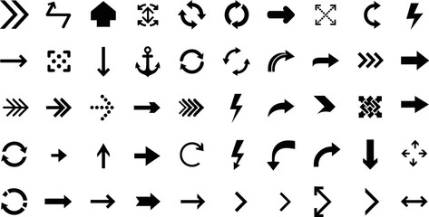 Arrow vector set collection of different arrow styles direction icons graphic