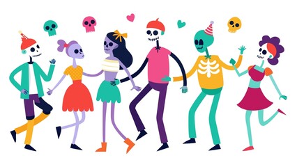 Fototapeta premium Photo of skeletons are dancing at a festive halloween party