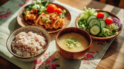 栄養バランスの取れた和食の料理（主婦・ヘルシー・献立）