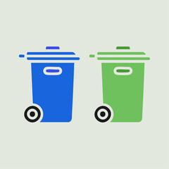Trash bins icon logo flat vector design