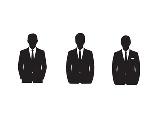 Three Businessman Icons in Formal Suits Illustrate Professionalism
