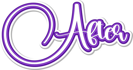 Obraz premium After - 3D Text in magenta on white background. Abstract After Text Effect Design. 