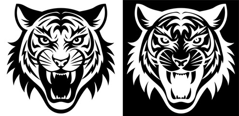 Tigger head angry mood vector silhouette icon