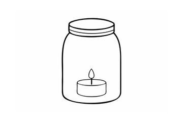 Jar with lit candle flame light