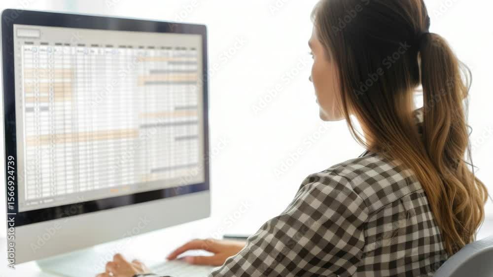 Poster A person using a computer at a desk