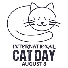 International Cat Day August 8th with a sleeping cat illustration