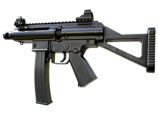 military submachine gun machine gun isolated on white background PNG, AI GENERATED