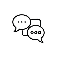 Two connected speech bubbles with three dots each on a chat communication