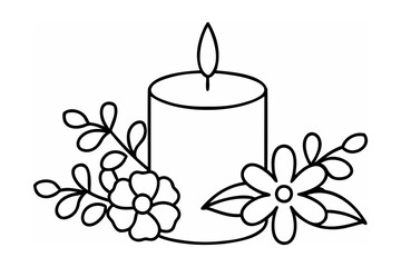 Candle with floral decoration flame wick