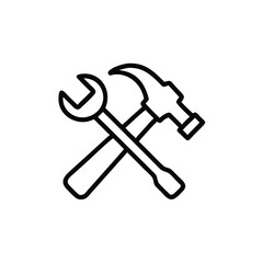 Outline a wrench hammer crossed tools on repair