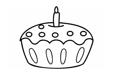 Cupcake with candle and dots dessert sweet