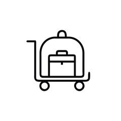 Line art luggage cart with suitcase inside on a handdrawn symbol baggage travel
