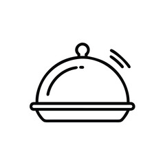 Handdrawn cloche with steam lines on food service symbol dish cover
