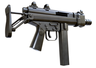 military submachine gun machine gun isolated on white background PNG, AI GENERATED