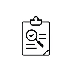 Clipboard with magnifying glass checkmark symbol on document paper
