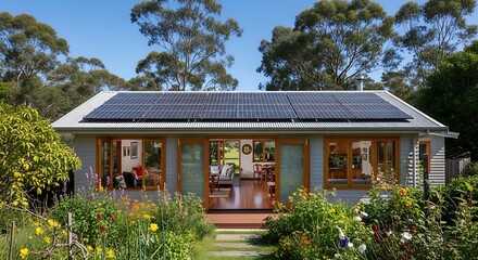 Sustainable Home Design Solar Panels & Garden Oasis