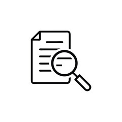 Line art document with horizontal lines magnifying glass on paper page