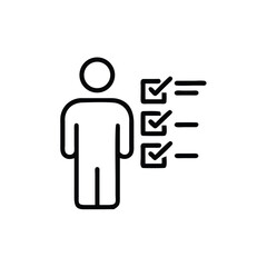 Outline person icon next to checklist boxes with checkmarks on a human figure