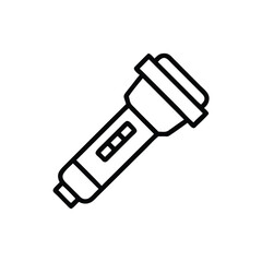 Handdrawn flashlight icon on simple outline symbol lamp