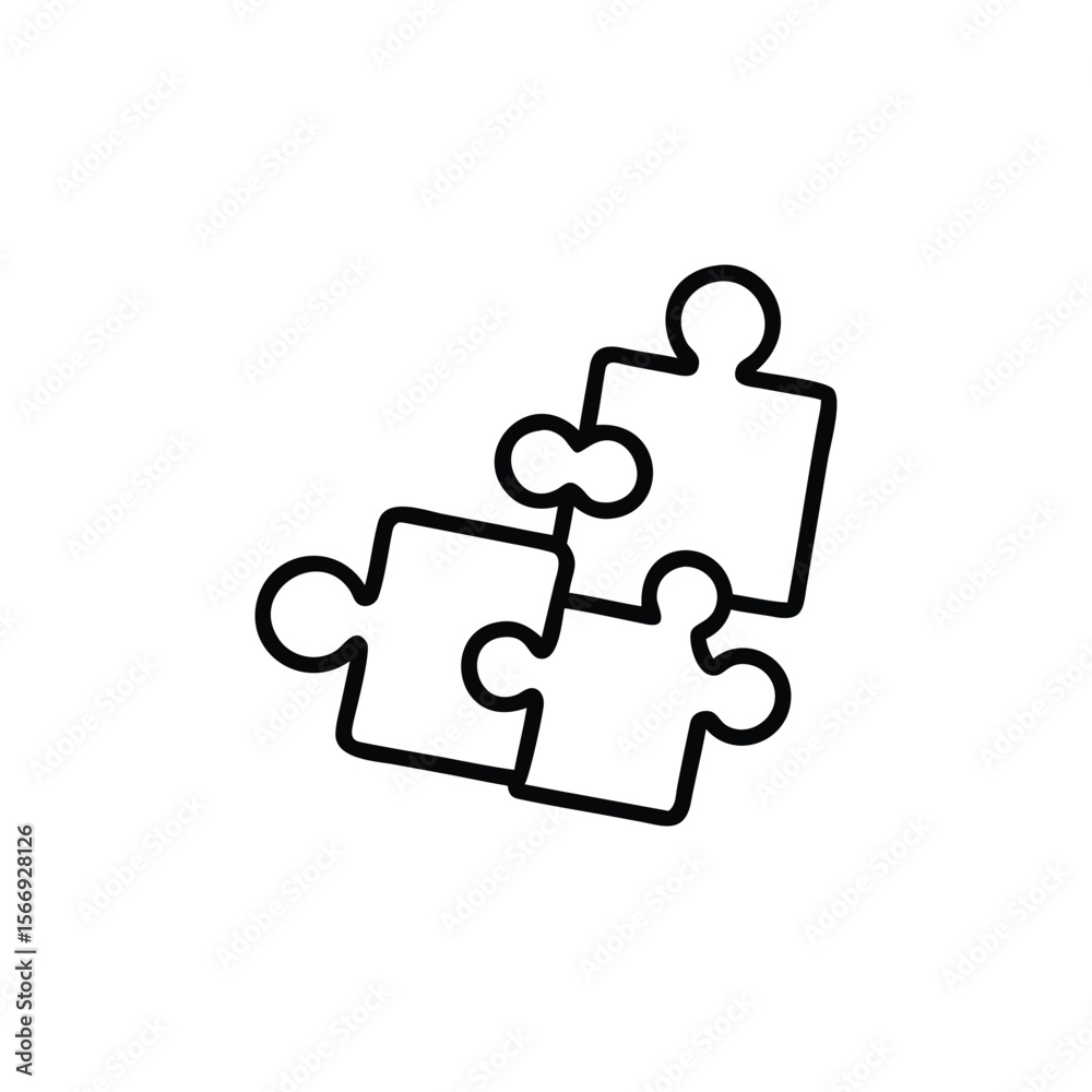 Aufkleber three handdrawn puzzle pieces overlapping on a representing teamwork problem solving