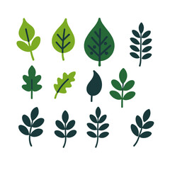 Fototapeta premium Botanical Illustration-Assorted Leaf Vector Art-Stylized Leaves in Green-Nature Inspired Graphic Design-Leaf Pattern for Wallpaper or Fabric-Leaf Art for Blogs or Websites
