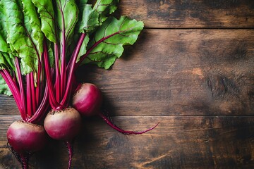 Fresh beetroot on rustic wooden surface perfect for a healthy meal