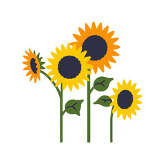 Obraz premium Cheerful Sunflower Illustration- Brighten Your Day with These Vibrant Blooms- Perfect for Wall Art- Backgrounds- and Summer Designs