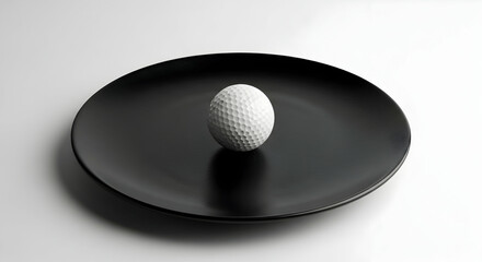 Golf ball on black plate