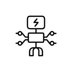 Handdrawn a stylized electrical symbol with a lightning bolt connection points on