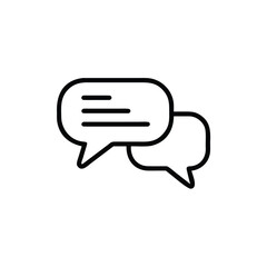 Outline speech bubbles with horizontal lines a smaller empty bubble on a talk communication