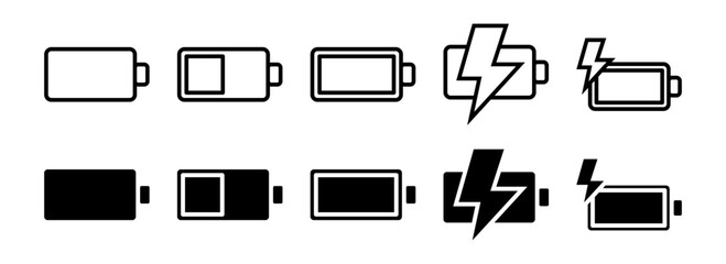Battery icon set. flat illustration of vector icon on white background