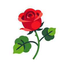 Vector Red Rose Illustration-Beautiful Flower with Green Leaves-Perfect for Valentine's Day Graphics-Symbol of Love and Romance-Ideal for Floral Designs
