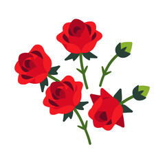 Vector Red Roses Illustration-Beautiful Flower Bouquet-Floral Design Element-Elegant Roses for Greetings-Love and Romance-Downloadable Rose Image-Valentine's Day Roses