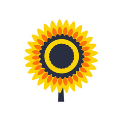 Vibrant Sunflower Illustration- Colorful Sunflower Graphic with Bold Design- Cheerful Floral Art for Summer Projects- Isolated Sunflower Clipart for Creative Use