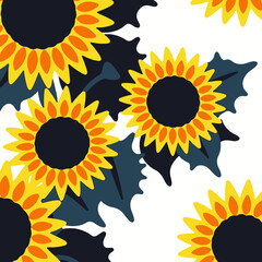 Vibrant Sunflower Pattern-Cheerful Floral Background-Modern Sunflower Illustration-Stylish Sunflower Design-Bold Sunflower Artwork-Unique Sunflower Print