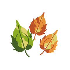 Watercolor Autumn Leaves Illustration-Green Brown and Orange Fall Foliage Design-Seasonal Decoration for Crafts and Graphic Projects-Nature Inspired Artwork
