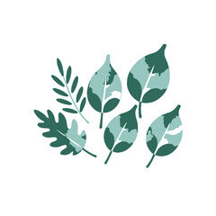 Watercolor Leaf Art- Botanical Illustration- Green and Blue Leaves- Nature Inspired Design- Elegant Leaf Painting- Fresh Foliage Artwork- Serene Watercolor Leaves