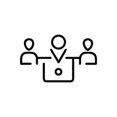 Line art a central figure with two flanking figures a square shape graphic symbol