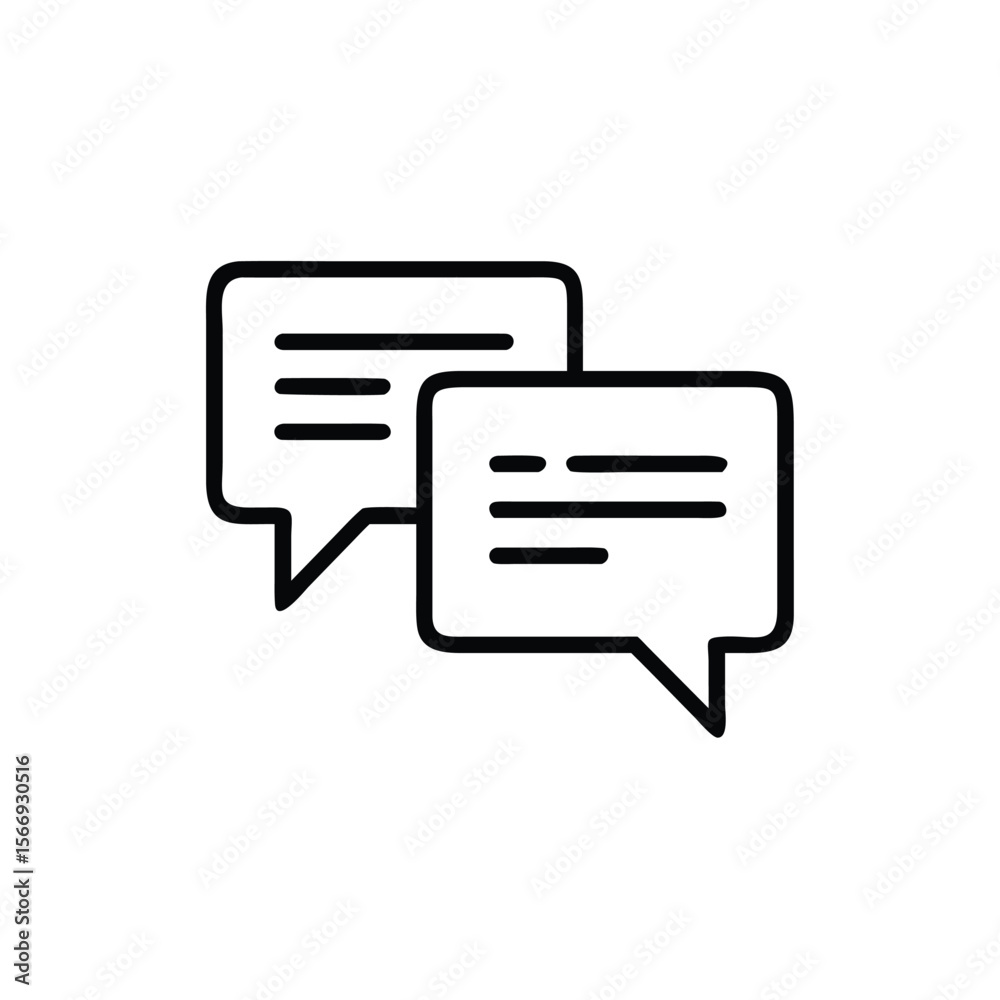 Poster outline speech bubbles with text lines on handdrawn communication concept chat message