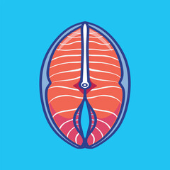 Cute fresh fish salmon meat vector illustration isolated