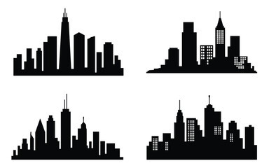 Obraz premium City Skyline Silhouette Set – Urban Architecture Variants in Grid Format