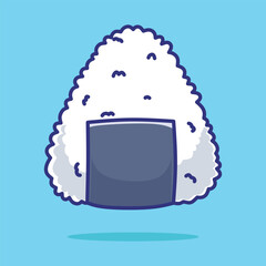 Cute Onigiri Sushi Cartoon Vector. Food Icon Concept Isolated Premium Illustration. Flat Cartoon Style