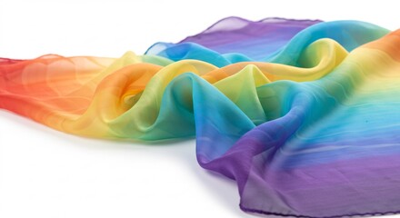 虹色シルク スカーフ 優しく揺らめく 鮮やかグラデーション. AI Generated