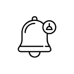 Outline bell icon with a small circle containing a person symbol on notification