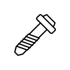 Outline bolt on showing a screw with a head threads fastener hardware